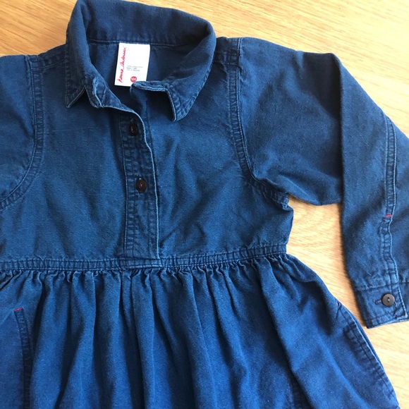 Vintage Hanna Andersson USA Made 100 4T Denim Long Sleeve Dress - Picture 2 of 6